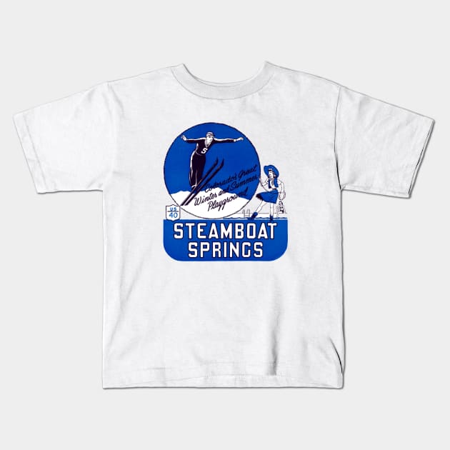 1940s Steamboat Springs Colorado Kids T-Shirt by historicimage